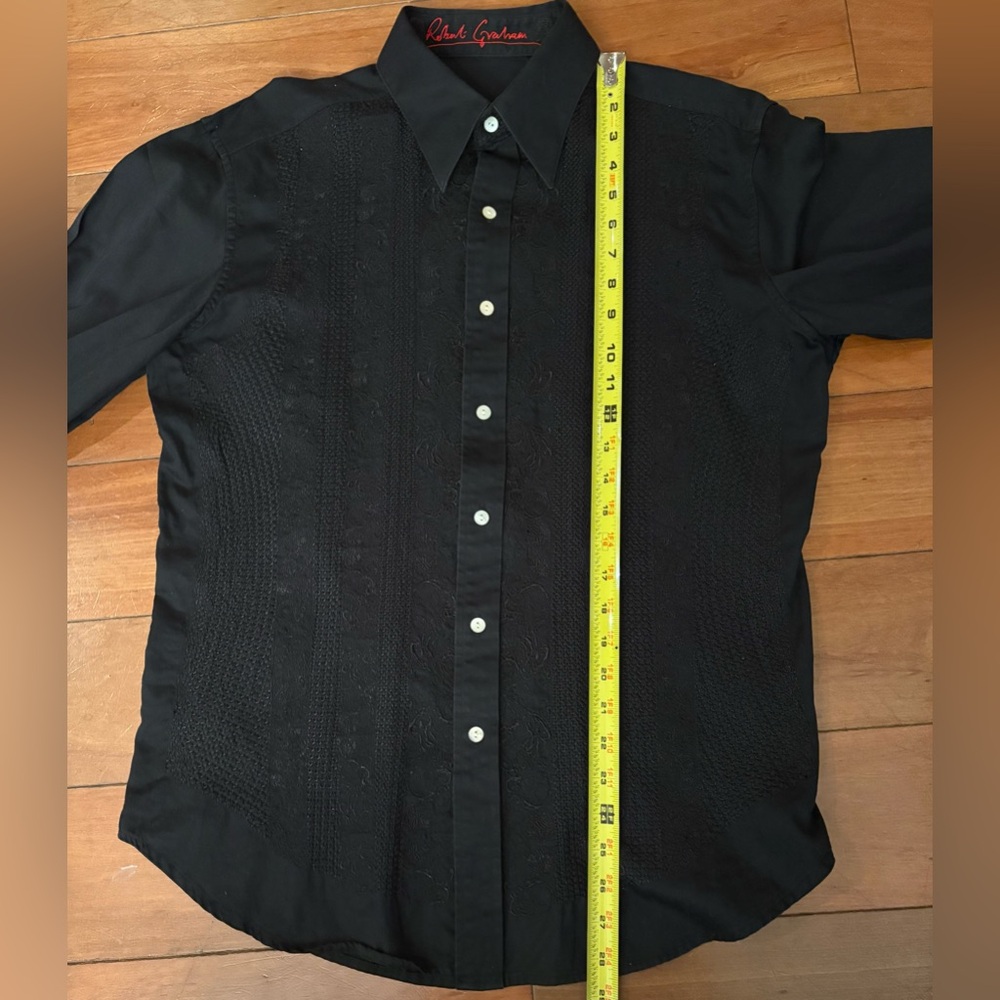 Robert Graham Black Embroidered Button Down Shirt Large - Picture 10 of 10